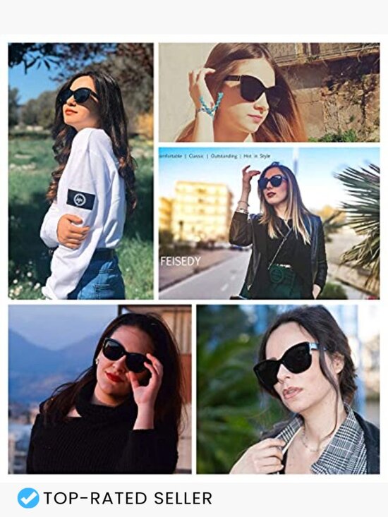Vintage Square Cat Eye Jackie O Polarized Sunglasses Classic Retro Shades main image 7